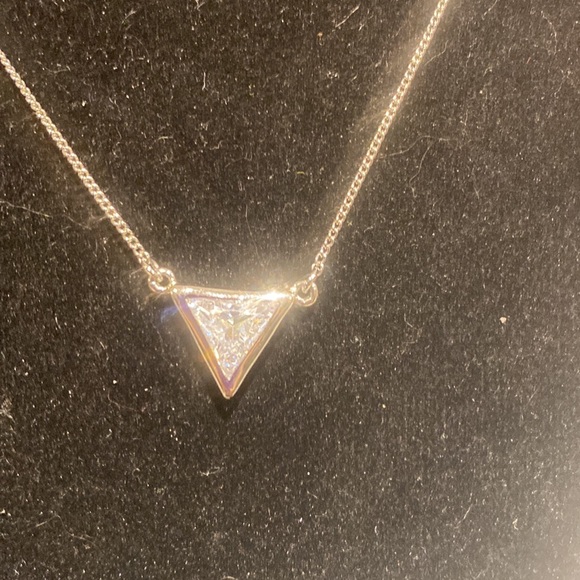 Elegant CZ Triangle Pendant Necklace - Picture 5 of 7